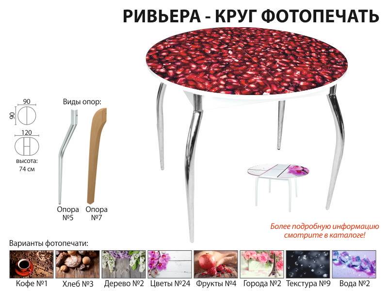 стол обеденный ривьера круг фотопечать в Твери