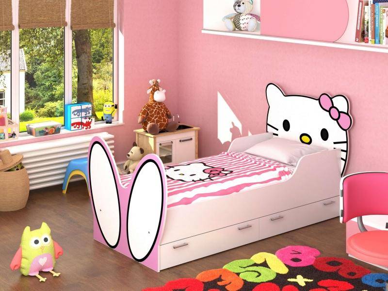 кровать hello kitty! с бязевым матрацем в Твери