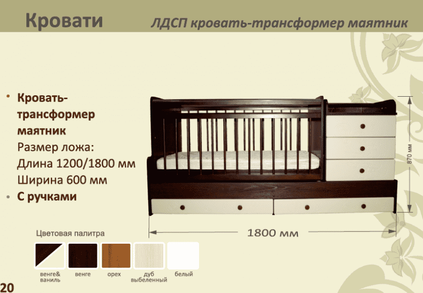 детская лдсп кровать-трансформер маятник в Твери