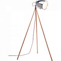 торшер chromatic tripod хром на деревянном основании в Твери