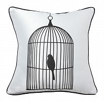 подушка с птичкой в клетке birdie in a cage white в Твери