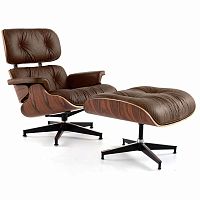 кресло eames style lounge chair & ottoman premium коричневое в Твери