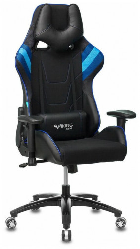 игровое кресло бюрократ бюрократ viking 4 aero, обивка: искусственная кожа, цвет: иск.кожа черная/ткань черная 26-28/сетка синяя(tw-10)-голубая(tw-55)-серая(tw-12) в Твери