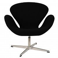 кресло arne jacobsen style swan chair черная шерсть в Твери