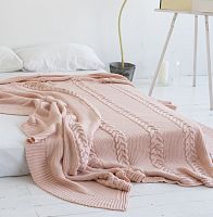 комплект плед с косами (180*220) и 2 наволочки (50*50) св. персик в Твери