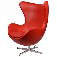 кресло arne jacobsen style egg chair кожа красное в Твери