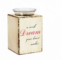 подсвечник деревянный бежевый со стеклом мечта твоего сердца provence cream, 15 см в Твери