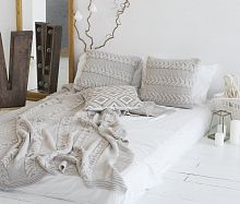 комплект плед с косами (180*220) и 2 наволочки (50*50) лён в Твери