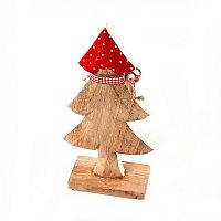 украшение новогоднее ель деревянная красная в горошек love tree, 28х12х6 см в Твери