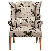 кресло мягкое с ушами quinn tufted armchair бежевое с рисунком в Твери