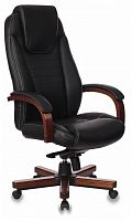 кресло для руководителя бюрократ бюрократ t-9923 walnut, обивка: натуральная кожа, цвет: кожа (black) в Твери