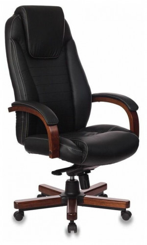 кресло для руководителя бюрократ бюрократ t-9923 walnut, обивка: натуральная кожа, цвет: кожа (black) в Твери
